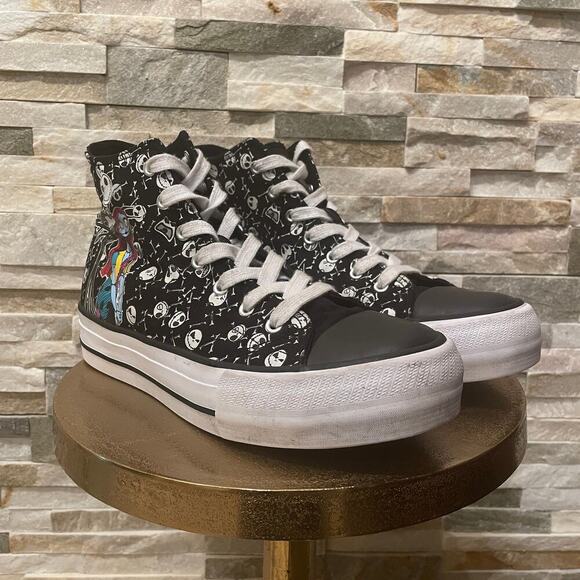Nightmare Before Christmas Platform High Tops | Jack Sally Skulls Sz 10 Disney - Picture 11 of 11